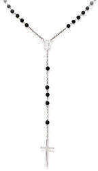 Originálne strieborný náhrdelník s Onyx Rosary CROBON40