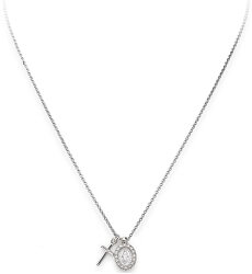 Originální stříbrný náhrdelník se zirkony Pray, Love CLCMZB (řetízek, 2x přívěsek)