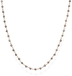 Pozlacený náhrdelník s kouřovými krystaly Romance CLRF45