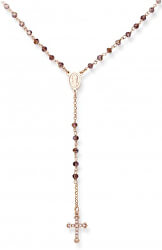 Růžově pozlacený stříbrný náhrdelník s krystaly a zirkony Rosary CRORVIZ4