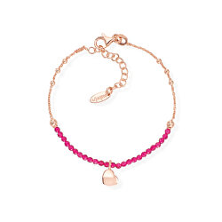 Rosevergoldetes Silberarmband mit Kristallen und Herzen BRCOCURR3