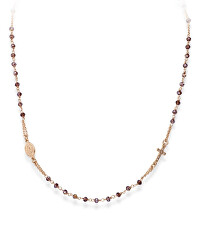 Růžově zlacený náhrdelník s fialovými krystaly Rosary CRORVIZ3
