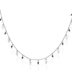 Stříbrný náhrdelník s krystaly a křížky Candy Charm CLMICRBN