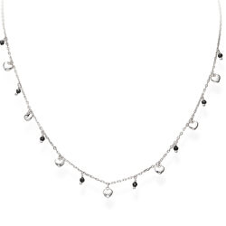 Strieborný náhrdelník s kryštálmi a srdiečkami Candy Charm CLMICUBN