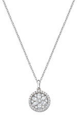 Třpytivý stříbrný náhrdelník se zirkony Flower of Life CLFLBBZ1 (řetízek, přívěsek)