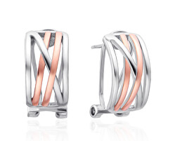 Elegantní bicolor náušnice se zirkony AGT-E123KK-2T