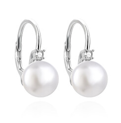 Elegantní stříbrné náušnice s perlami AGUC3514P-W