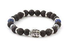 Korálkový náramek z lávového kamene, achátu a Lapis lazuli MINK115/19