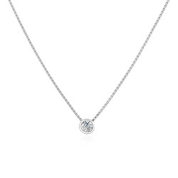 Collana minimal in argento con zircone trasparente AGS1561/47-W