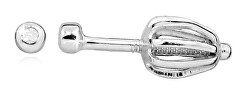 Minimalistické stříbrné náušnice na šroubek s diamanty DAGUP1265S