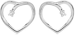 Cercei de inimă din argint pentru șuruburi cu diamante DAGUP1253S