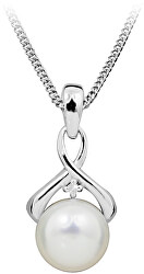 Stříbrný náhrdelník s diamantem a perlou DAGS804/50 (řetízek, přívěsek)