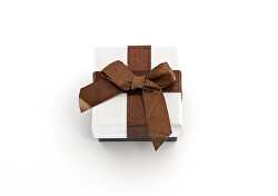 Cutie cadou albă cu panglica maro KP9-5