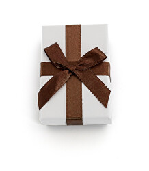 Cutie cadou albă cu panglica maro KP9-8