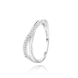 Blýštivý stříbrný prsten se zirkony AGG433