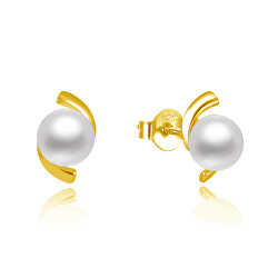 Elegantní pozlacené perlové náušnice AGUP2668P-GOLD