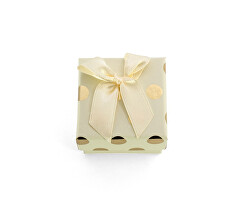 Krémová dárková krabička se zlatými puntíky KP6-5