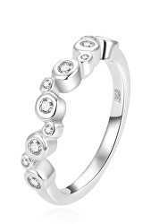 Moderní stříbrný prsten se zirkony AGG388