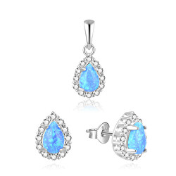 Nádherná súprava šperkov s modrými opály AGSET137L (prívesok, náušnice)