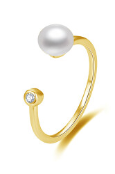 Otevřený pozlacený prsten s pravou sladkovodní perlou AGG467-G