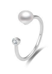 Nyitott ezüst gyűrű valódi édesvízi gyönggyel AGG467