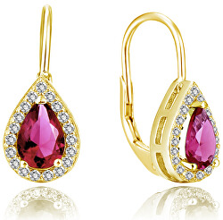 Aranyozott fülbevalók rózsaszín cirkónium kövekkel AGUC2230-GOLD