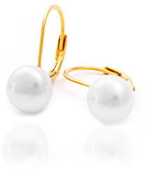 Aranyozott ezüst fülbevaló valódi gyöngyökkel  AGUC2264P-GOLD