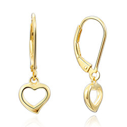 Aranyozott ezüst fülbevaló szívvel AGUC1960-GOLD