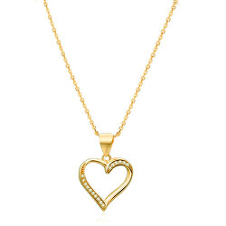 Aranyozott ezüst nyaklánc szívvel AGS289 / 47-GOLD (lánc, medál)