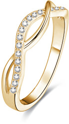 Pozlacený stříbrný prsten s krystaly AGG192