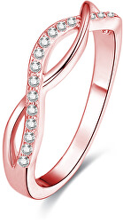 Rózsaszín aranyozott ezüst gyűrű AGG191 kristályokkal