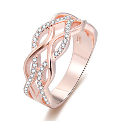 Rózsaszín aranyozott ezüst gyűrű cirkóniákkal AGG333