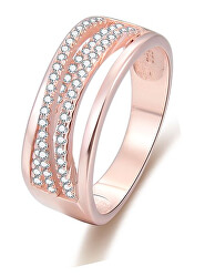 Rózsaszín aranyozott ezüst gyűrű cirkónium kővel AGG340