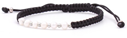 Bracciale cordino nero kabbalah con perle vere AGB550