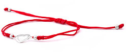 Šňůrkový červený kabala náramek Srdce AGB561