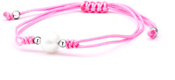 Šnúrkový ružový kabala náramok s pravou perlou AGB540
