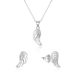 Strieborná súprava šperkov anjelské krídla AGSET64RL (náhrdelník, náušnice)