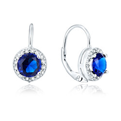 Silberne Ohrringe mit blauen Kristallen AGUC1156