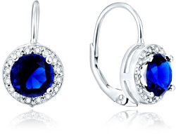 Ezüst fülbevaló kék kristályokkal AGUC1156