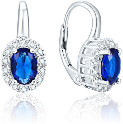 Ezüst fülbevaló kék kristályokkal AGUC1167