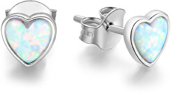 Cercei sclipitori din argint cu opal sintetic Inimioare AGUP1185