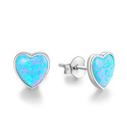 Cercei in formă de inimă din argint cu opale sintetice AGUP1186