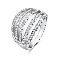 Stříbrný prsten se zirkony AGG338