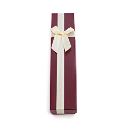 Vínová dárková krabička s krémovou stužkou KP8-20
