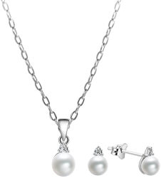 Zvýhodněná sada perlových šperků Beneto (řetízek, přívěsek, náušnice)