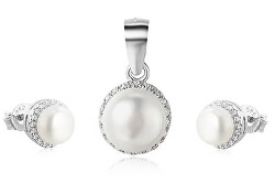 Zvýhodnená sada šperkov sa sladkovodnými perlami Beneto (náušnice, prívesok)