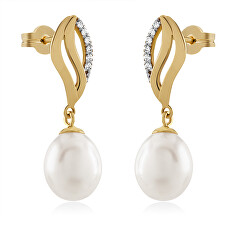 Bezaubernde goldene Ohrringe mit Perlen 14/467.002/3ZIR