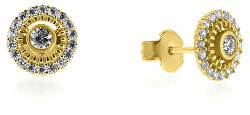 Gyönyörű sárga arany fülbevalók cirkónium kővel SILVER014_AU_Y