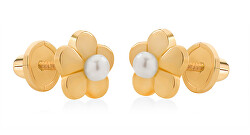 Elegante Ohrringe aus Gelbgold mit echter Perle 14/144.691/17P