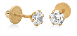 Minimalistische Ohrringe aus Gelbgold mit Zirkonen 14/178.371/17ZIR